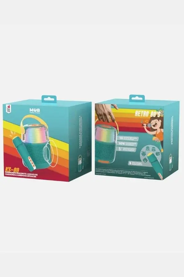 Mikrofonlu Işıklı Bluetooth Karaoke Hoparlör – Mavi - 5
