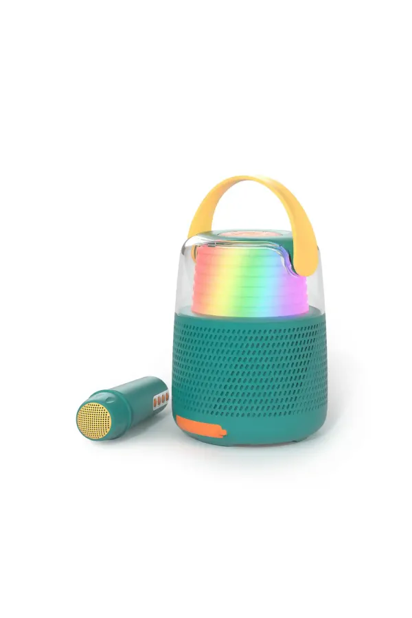 Mikrofonlu Işıklı Bluetooth Karaoke Hoparlör – Mavi - 1