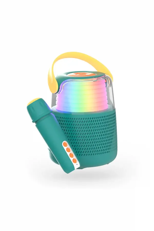 Mikrofonlu Işıklı Bluetooth Karaoke Hoparlör – Mavi - 2